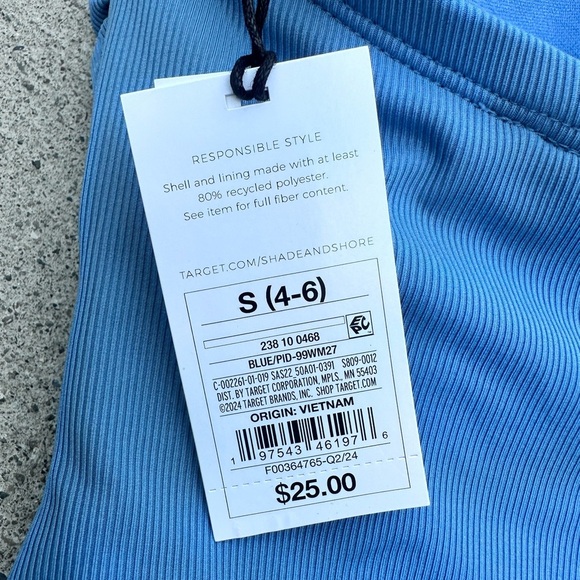 Shade & Shore Blue One Piece Swimsuit NWT - Picture 9 of 10